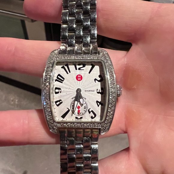 Michele Urban Mini Watch, Stainless Steel Diamond Bezel, Silver Dial - Main Image